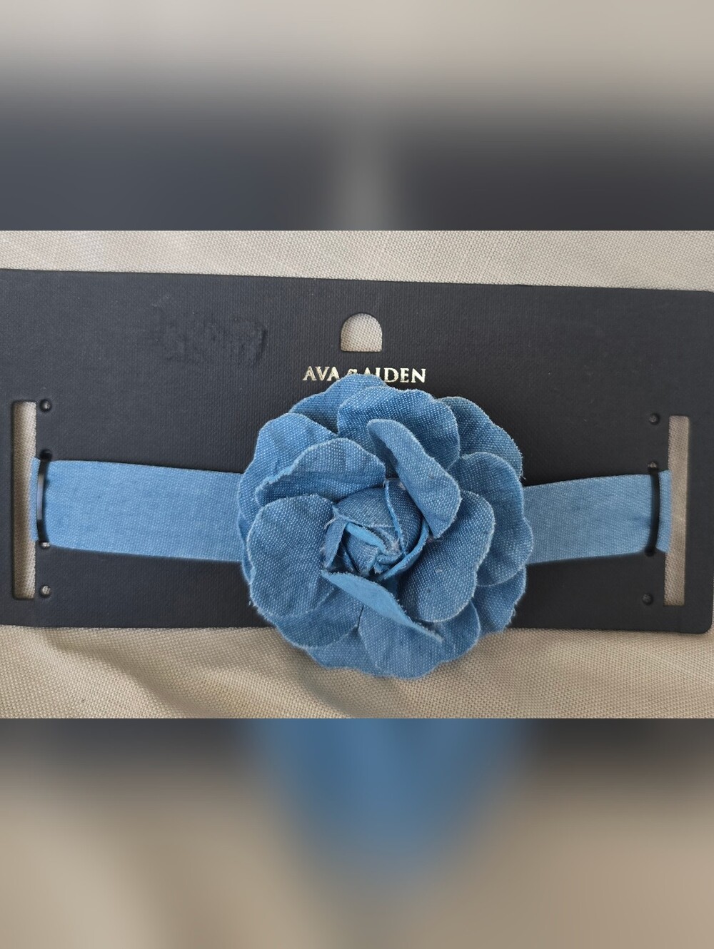 Ava & Aiden Denim Blue Floral Appliqué Choker